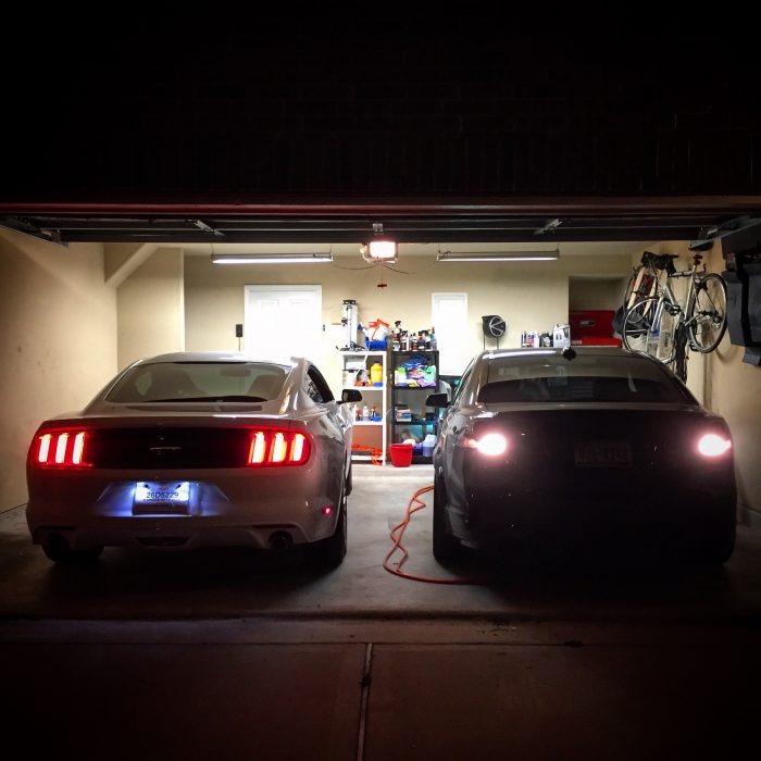 2016 Mustang next to 2009 G8 GT